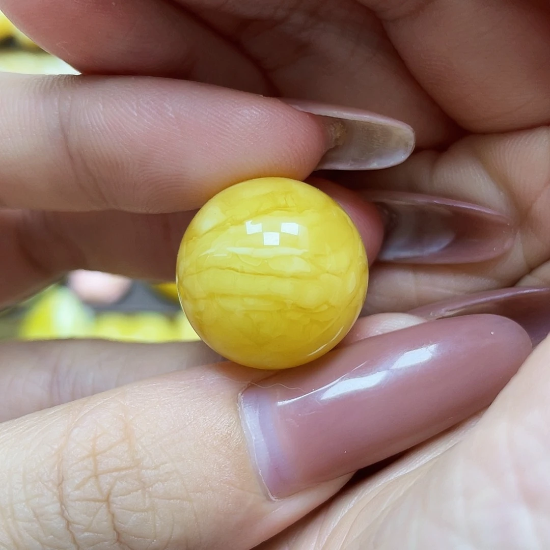 未镶嵌琥珀珠宝奇石20mm微瑕花粉