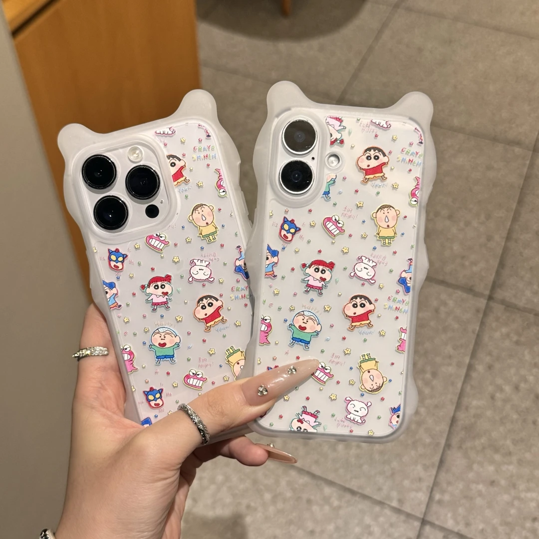 彩带满屏小新波浪耳朵壳适用iPhone16苹果14promax手机壳15/13/16