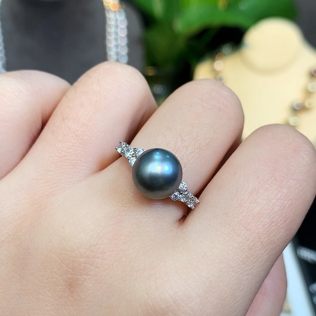 银S925镶嵌戒指海水珍珠