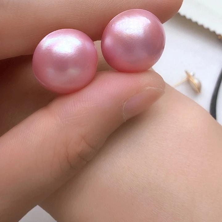 耳饰银S925镶嵌拼合珍珠（马贝珠）