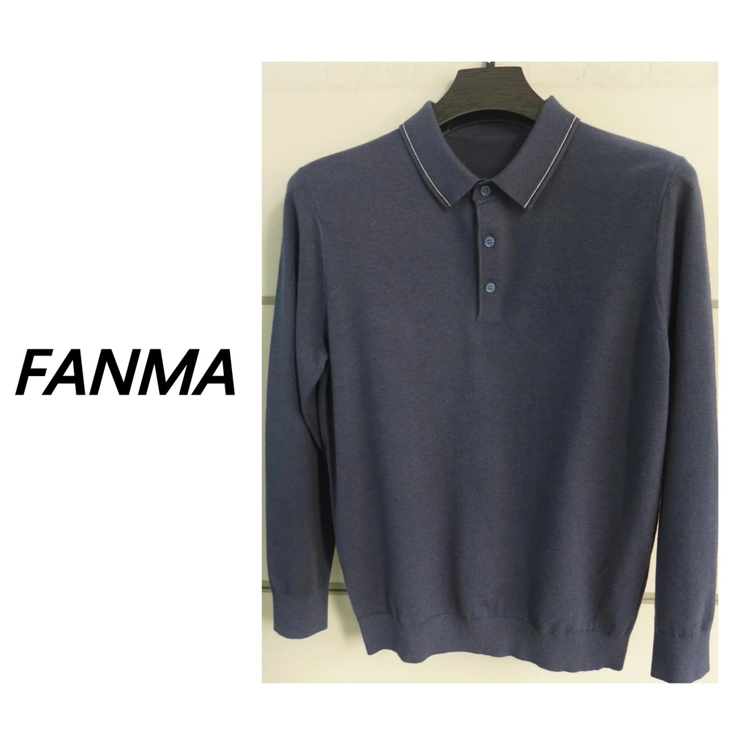 #针织衬衫# 男士长袖衬衫领针织衫 纯色带口袋上衣 F200-BQ398