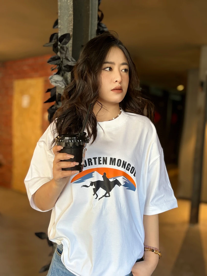 民族风蒙古元素短袖100%纯棉T恤男女同款印花夏季上衣