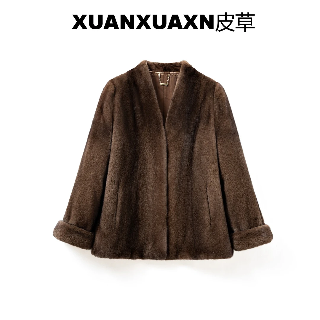 【萱萱皮草】宠粉款 整皮整版芬兰进口短二小母貂挽袖皮草外套