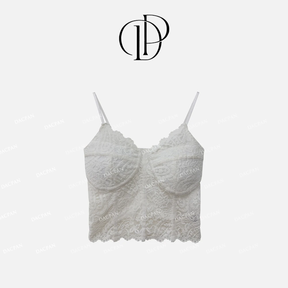 DACPAN-“心动”性感鱼骨蕾丝内搭小上衣  2024/盼•PP 2988