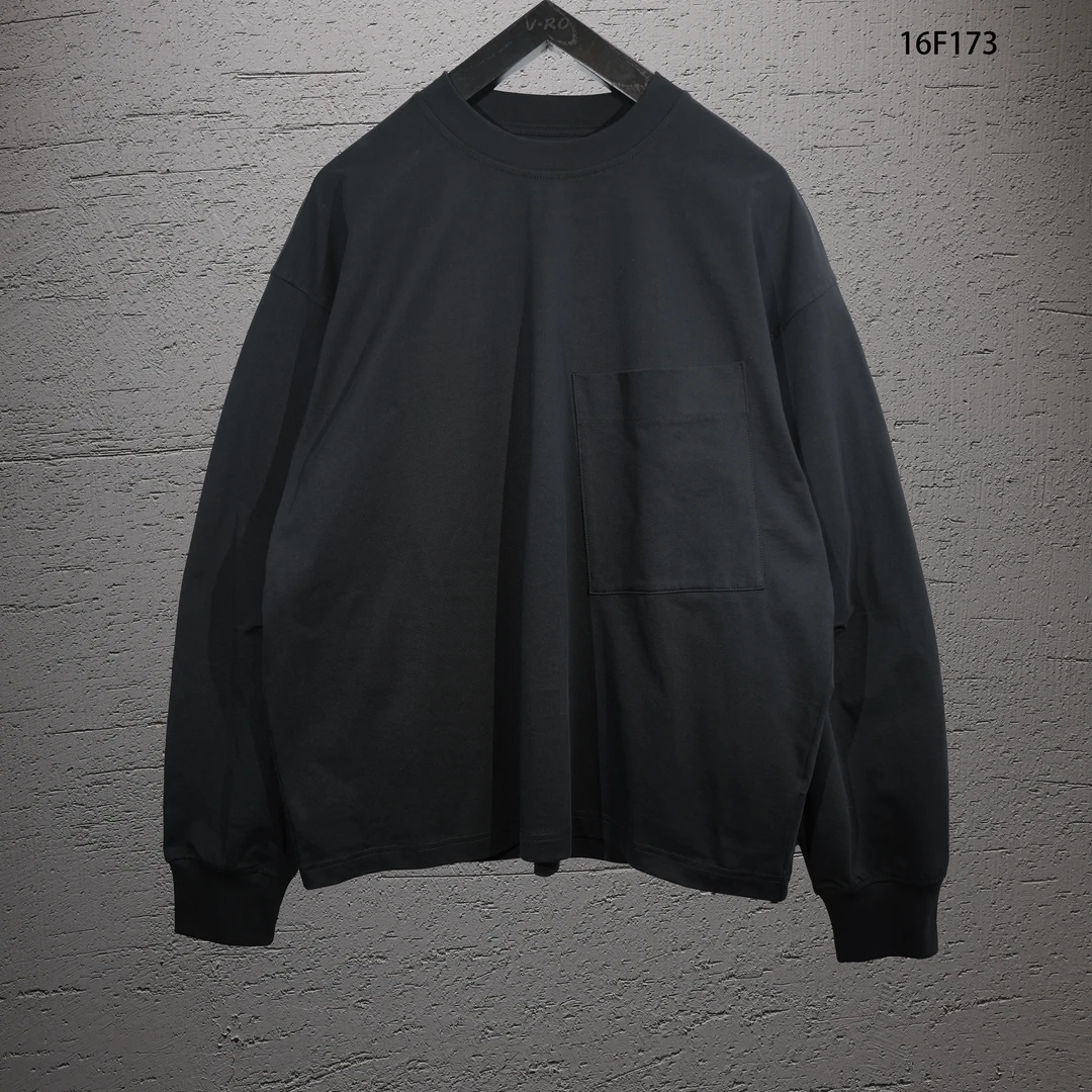 V-RO16F173长绒棉350克口袋圆领纯色宽松百搭长袖卫衣T恤