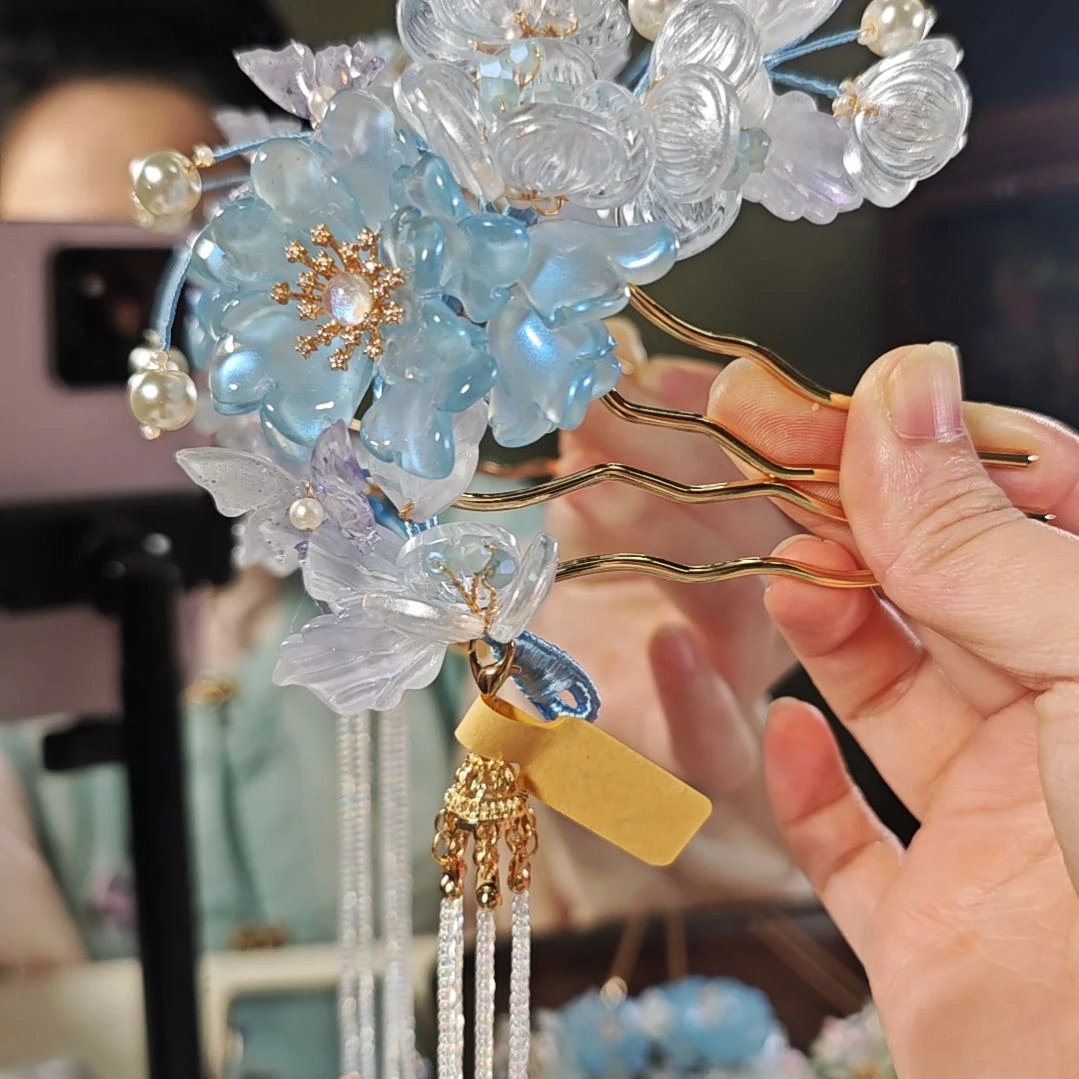 琉璃发簪琉璃类饰品-纯手工制作【No退No换，默认有色差】
