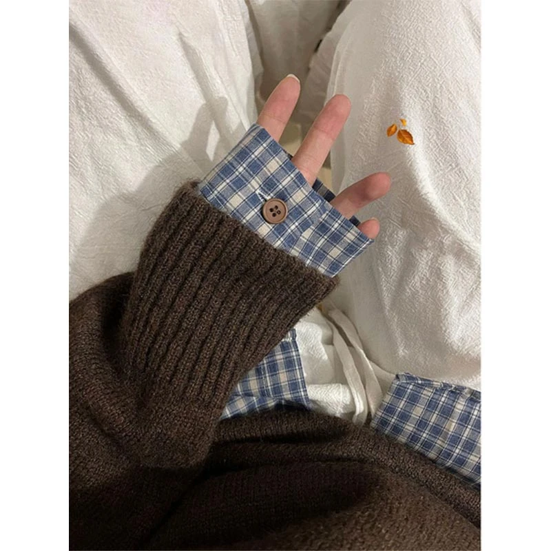 法式复古蓝色格子衬衫男叠穿潮牌设计感小众2025新款春季薄款外套