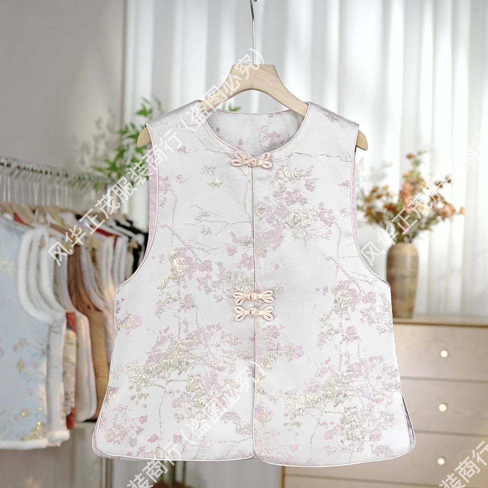 【3711】常规款新中式国风重工提花圆领马甲时尚复古马甲中式女装