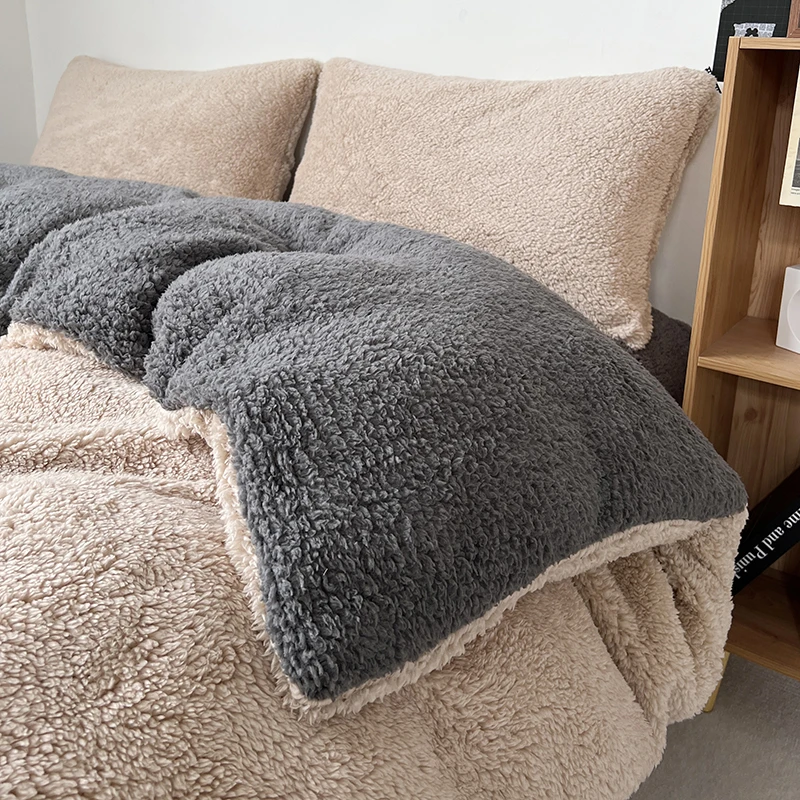 美作师加厚羊羔绒四件套冬季款长毛绒双面绒牛奶绒保暖床上用品