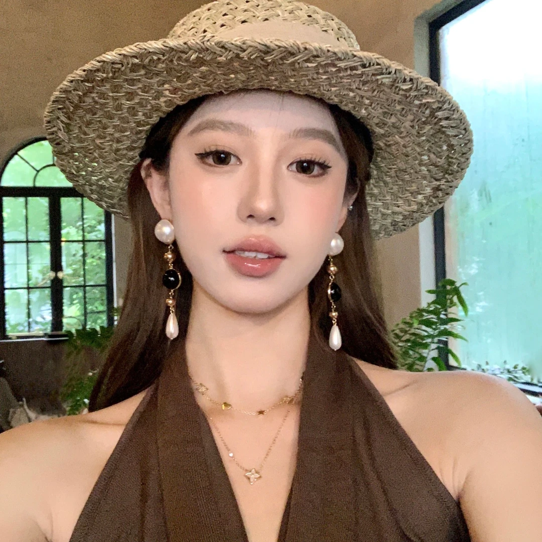 合金仿珍珠耳饰 世家香赫本 珍珠流苏耳环轻奢高级感气质大气耳饰