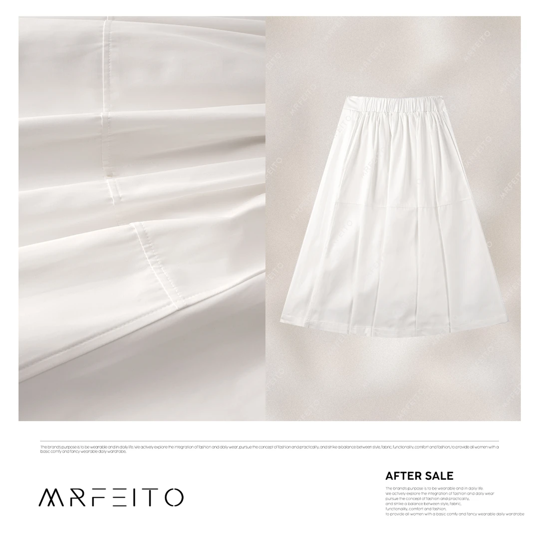 MRFEITO【爱丽丝】百搭显瘦纯色松紧腰休闲半身裙H16Q02C30562