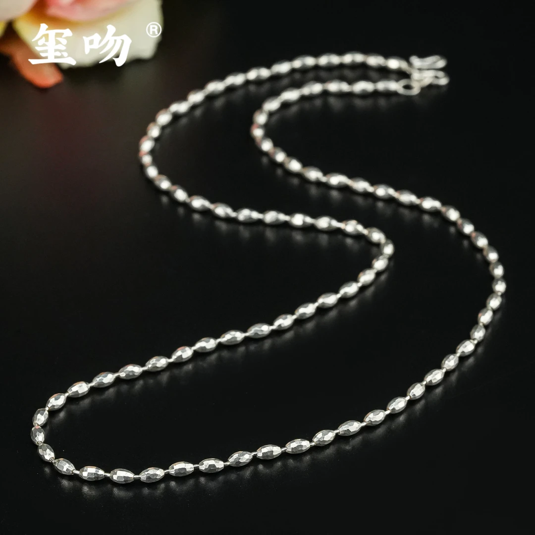 链子足银 【玺吻】足银时尚百搭小众设计款小米链 切割面项链 45cm