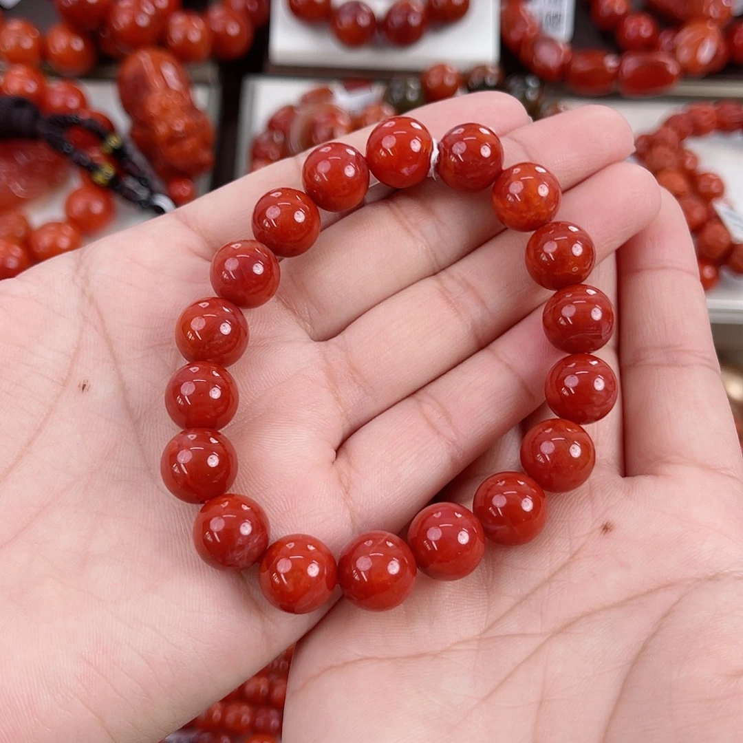 南红玛瑙未镶嵌瓦西高货锦红满肉单圈11mm