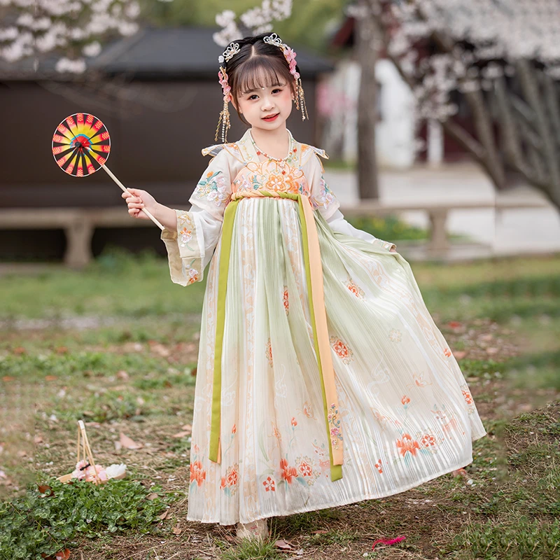汉服女童2025新款秋款儿童小女孩国风幼儿园演出服连衣裙唐装襦裙