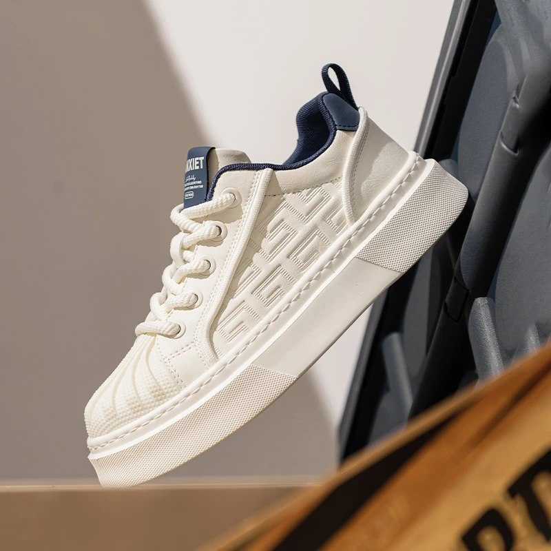 【新品】休闲透气牛皮百搭板鞋男鞋厚底休闲板鞋鞋子春季潮流韩版