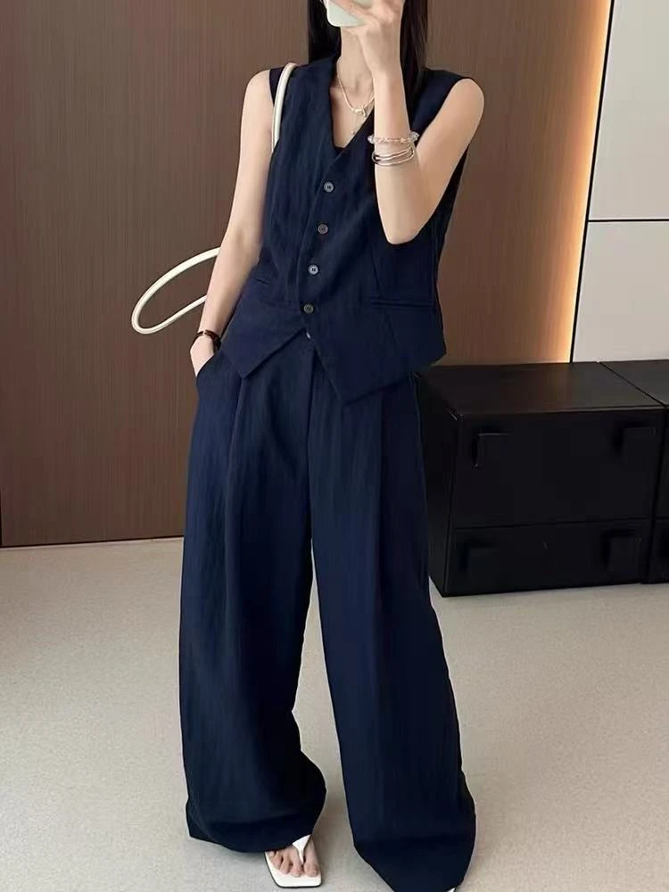 老钱风运动套装女款2025款夏季气质减龄显瘦高档阔腿裤两件套