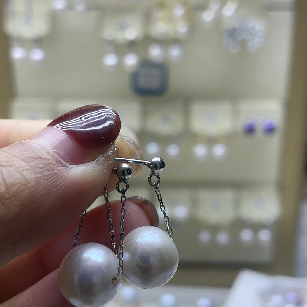 淡水珍珠耳饰银S925镶嵌