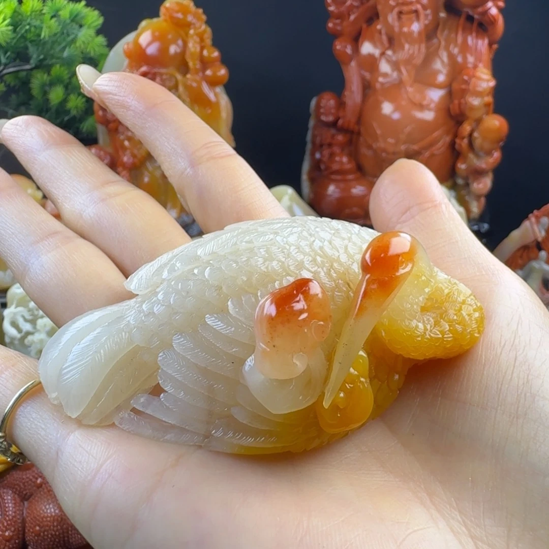 风***合寿山石印石精品白鹭 手玩