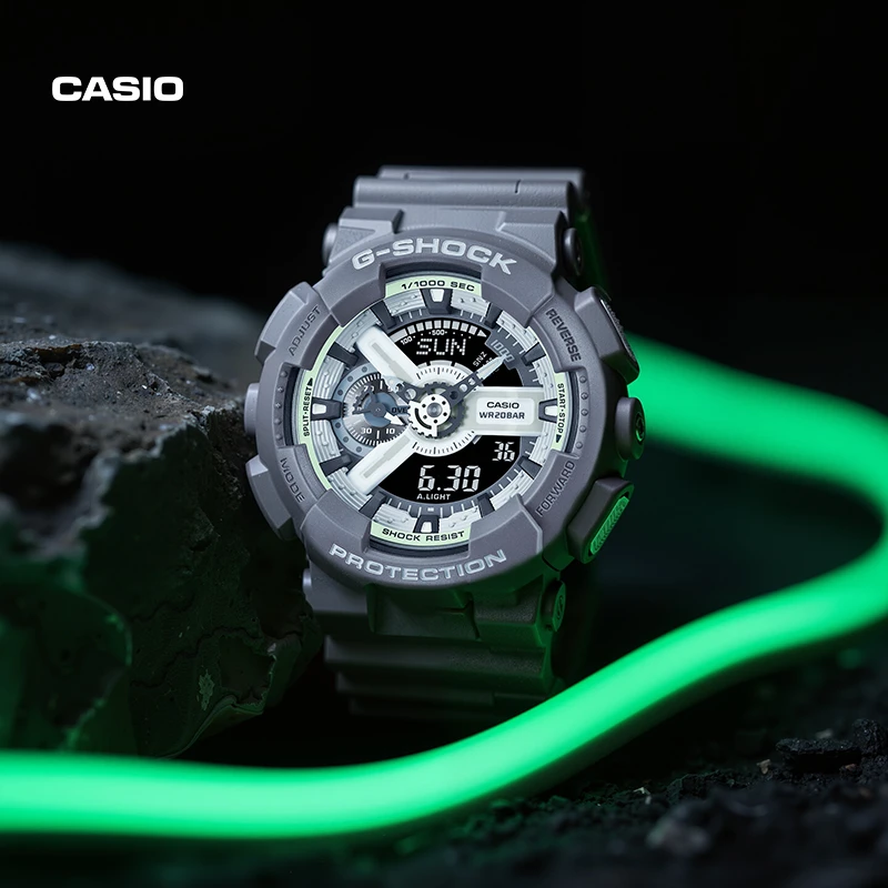Casio/卡西欧GA-110HD-8暗夜荧光系列防水防震多功能男士运动手表