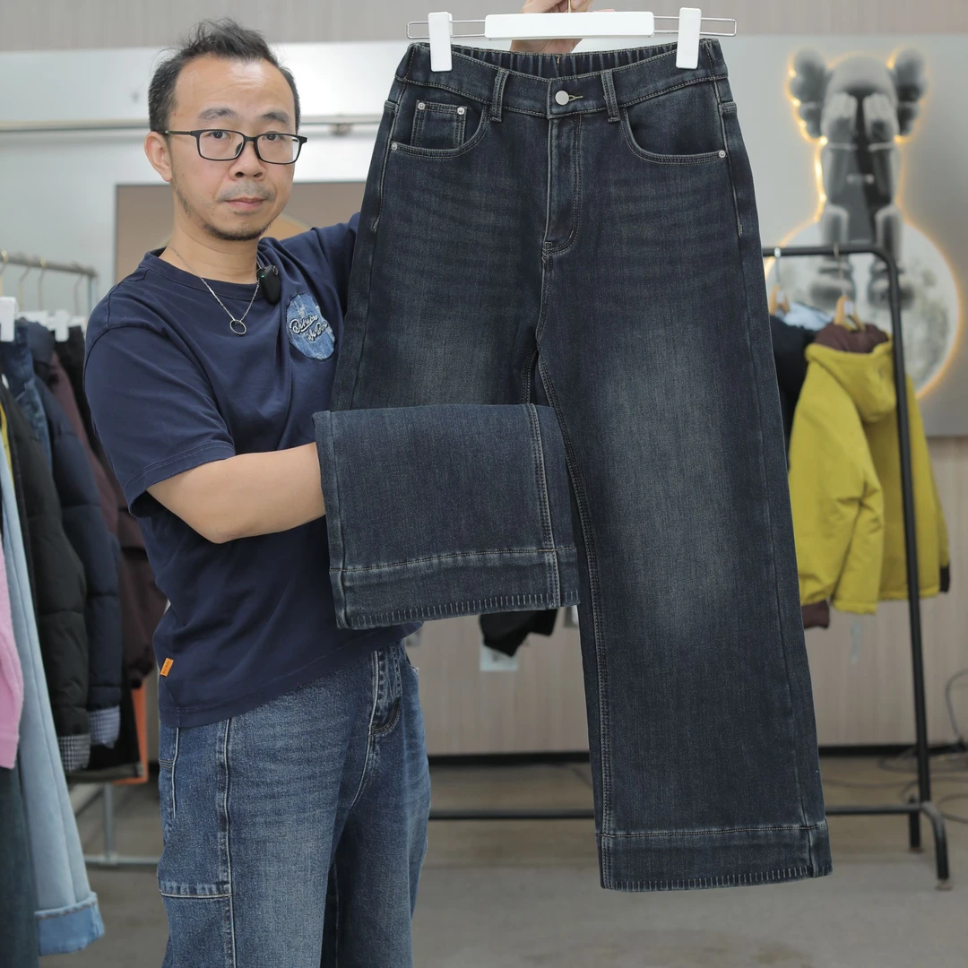 82006冬季胖mm大码女装加绒加厚高腰牛仔裤