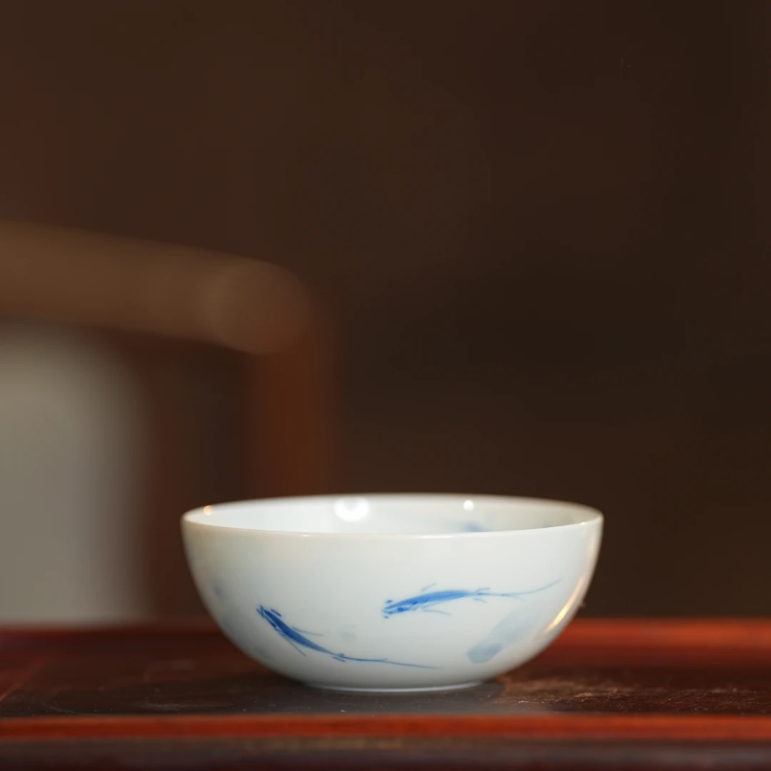 镇窑1728丨福利款青花荷花卧足杯 75ml景德镇瓷器纯手工茶杯茶具