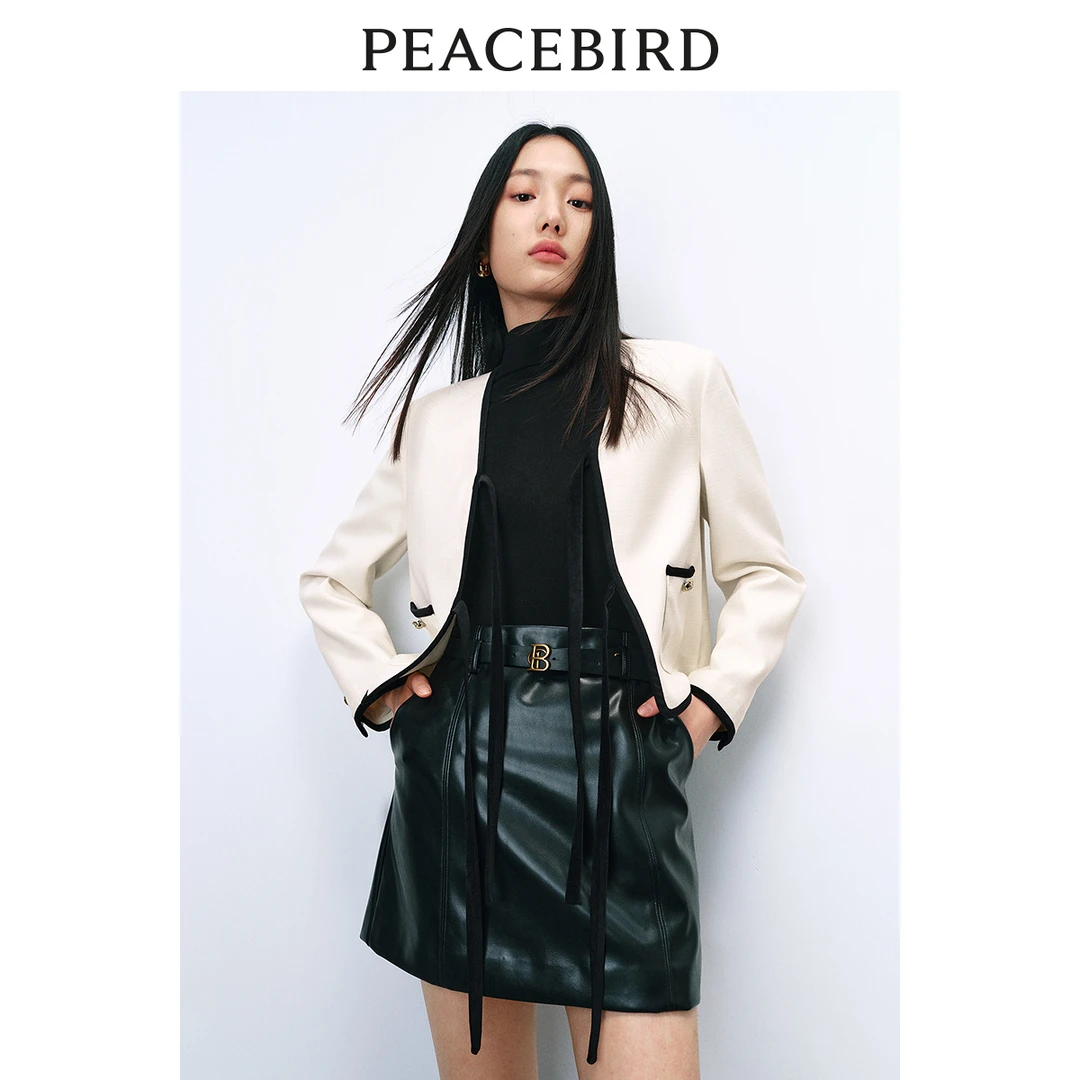 【粉丝专属】太平鸟女装春季新款系带小香风外套A1BBE1242