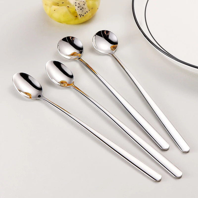 搅拌勺304不锈钢长柄加厚冰勺高档饮料冷饮杯勺奶茶蜂蜜咖啡小勺