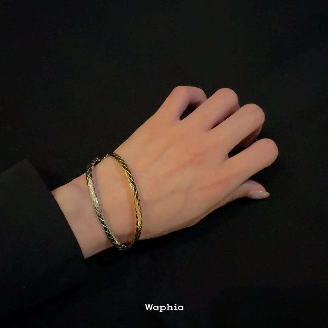 合金手链 Waphia经典时尚轻奢【菱格半镶嵌窄版手镯】  CH002
