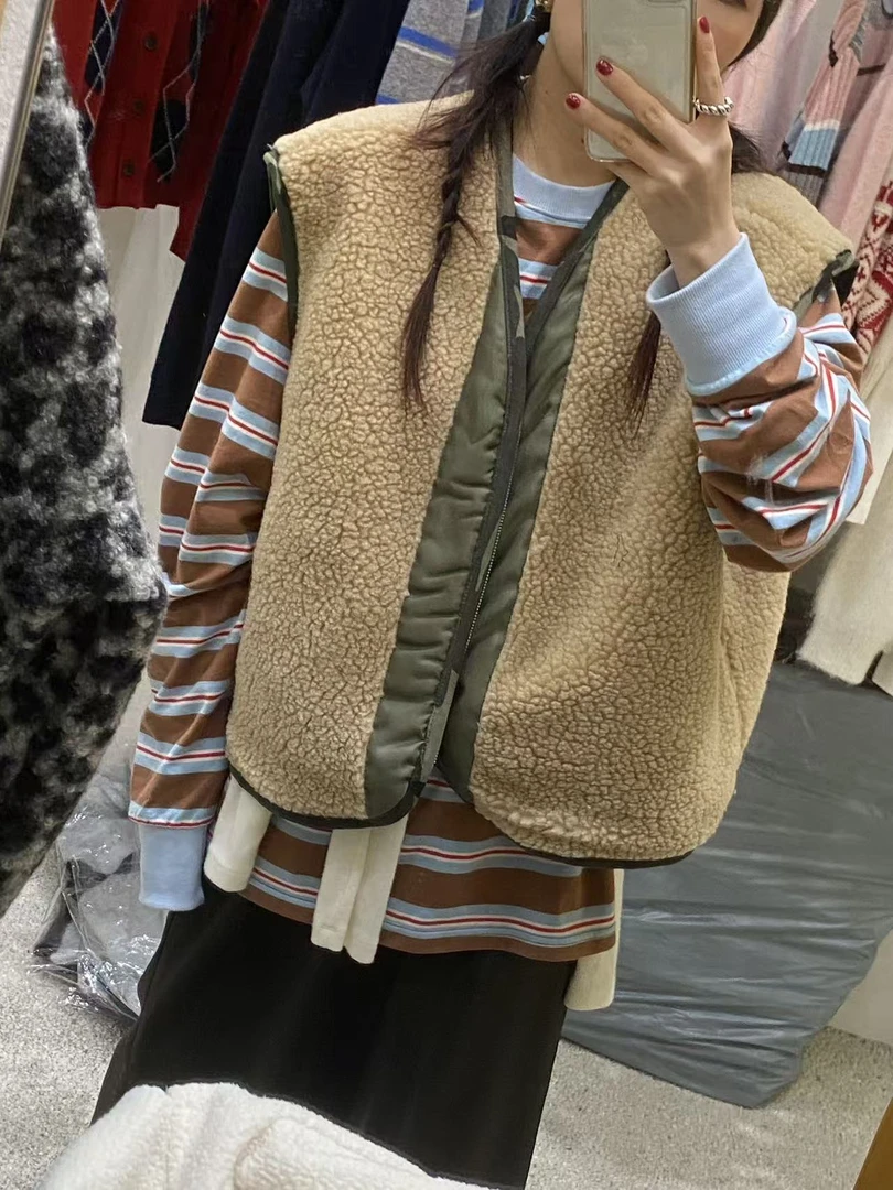 韩国东大门正品女装时尚毛绒双面穿马夹101418（NO退NO换）