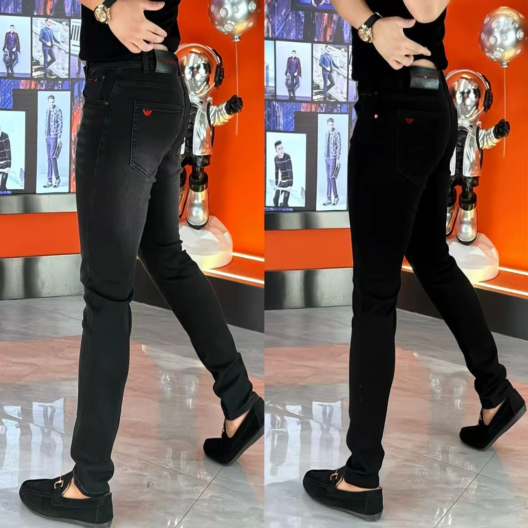 秋季新品中腰潮流小脚裤水洗裤子时尚高弹男士牛仔裤-815