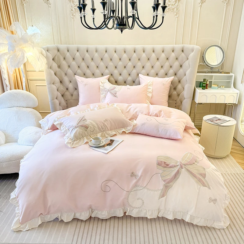 左柚家丨漫天飞舞  全棉长绒棉浪漫轻奢高档四件套设计师精美绣花