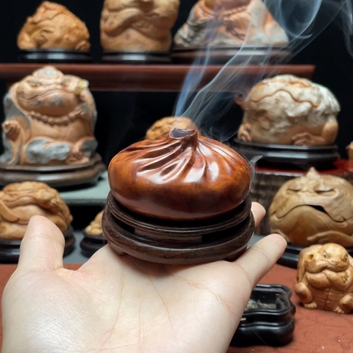 胡***砂香榧木荔枝木包子香炉
