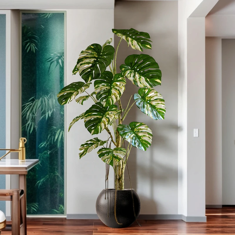 龟背竹仿真绿植高端轻奢室内装饰摆件客厅落地仿生假树植物大盆栽