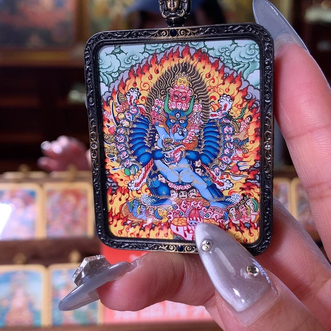 吊坠漏一次！宽太加大威德热贡纯手绘唐卡