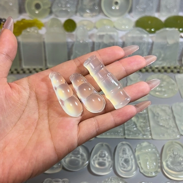 岫玉未镶嵌岫玉白冰挂件福豆竹节任选其一