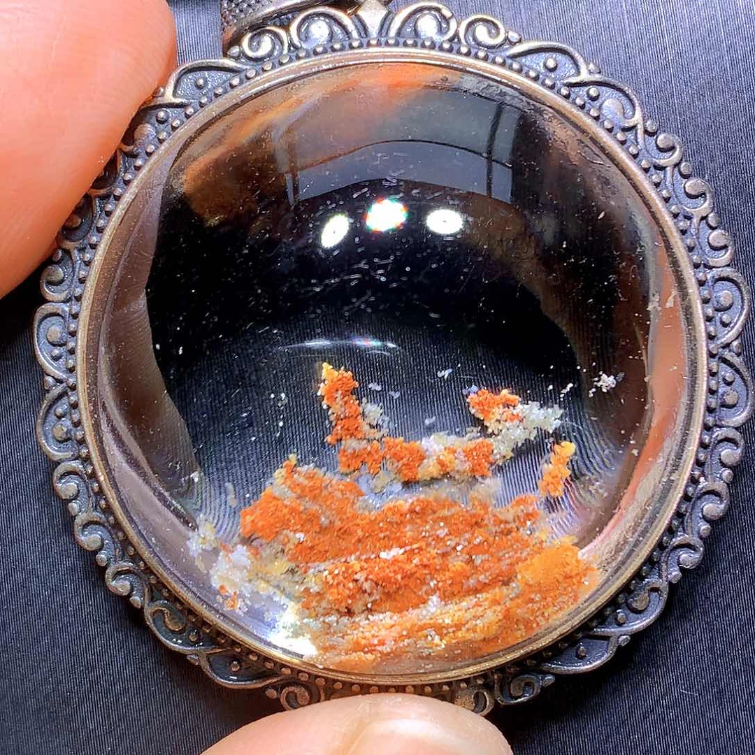 水晶吊坠银S925镶嵌天然水晶