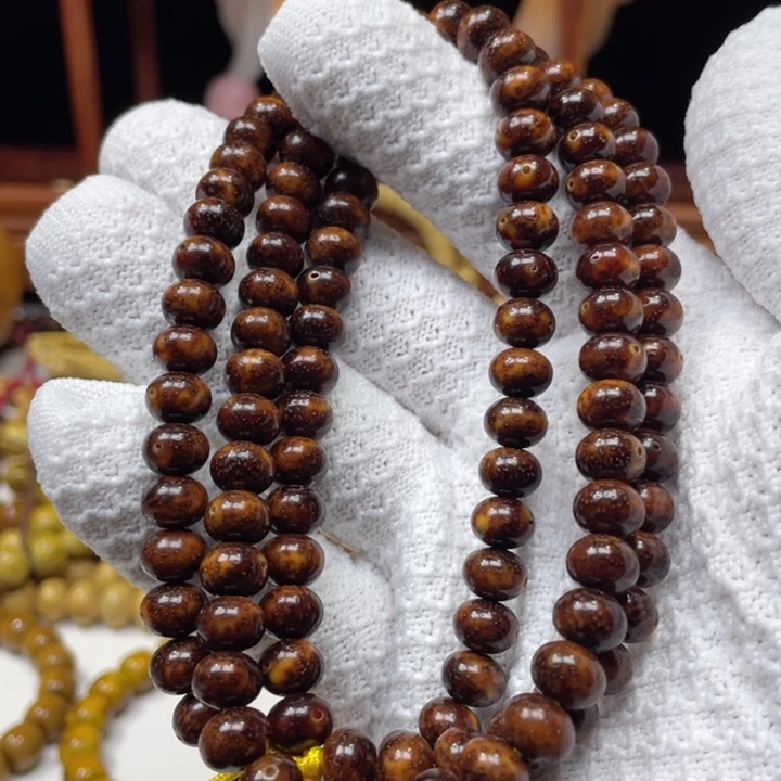 手串星月菩提7-9苹果珠虎皮玉化