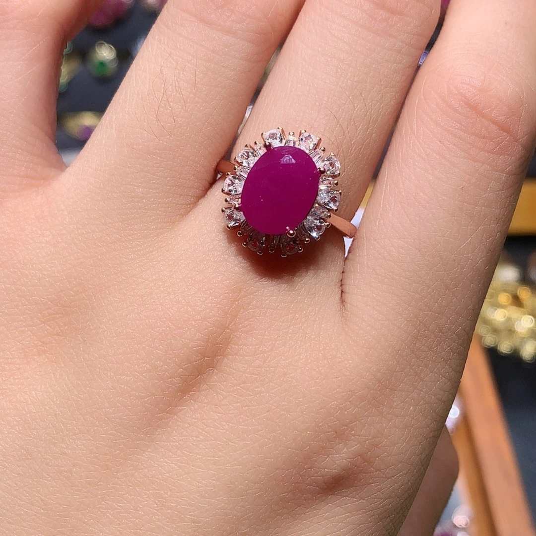 红宝石戒指银S925镶嵌