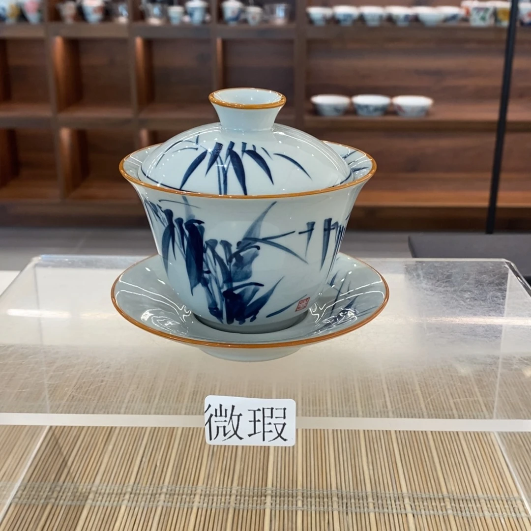 釉下手绘茶具微瑕
