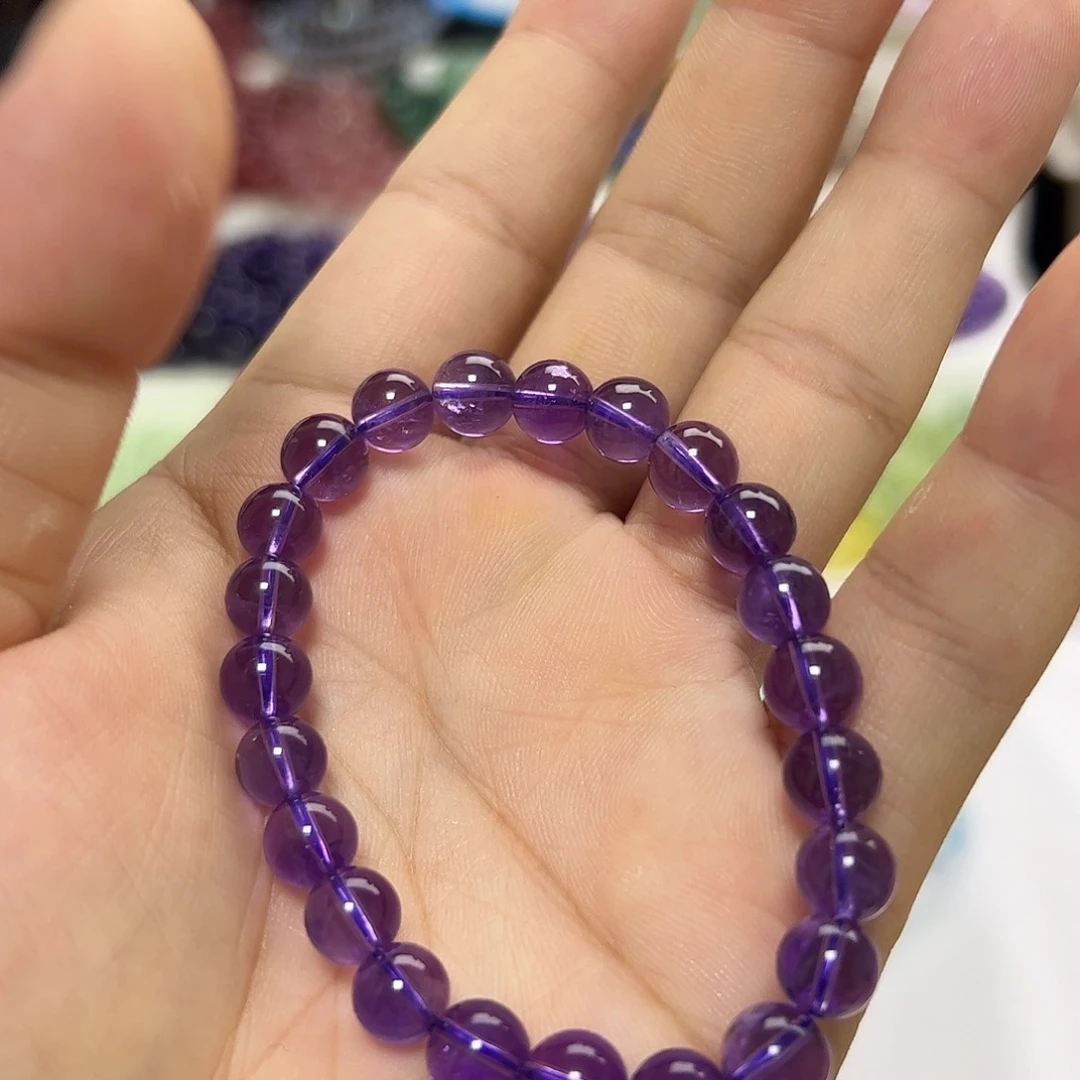 水晶手串未镶嵌s****子巴西紫7咪拍十次合一单 不带证书