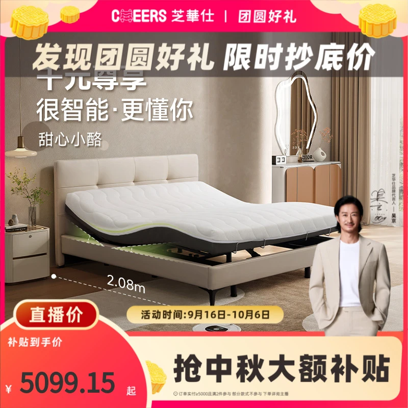 智能床【国补】家用极简科技布艺电动自动升降双人智能床Z063