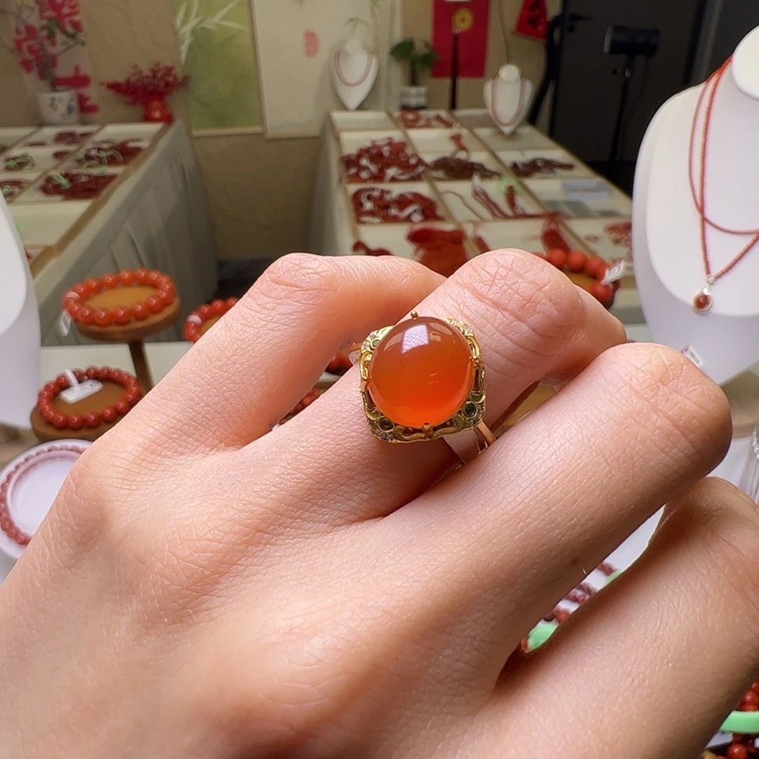 南红玛瑙未镶嵌川料戒指