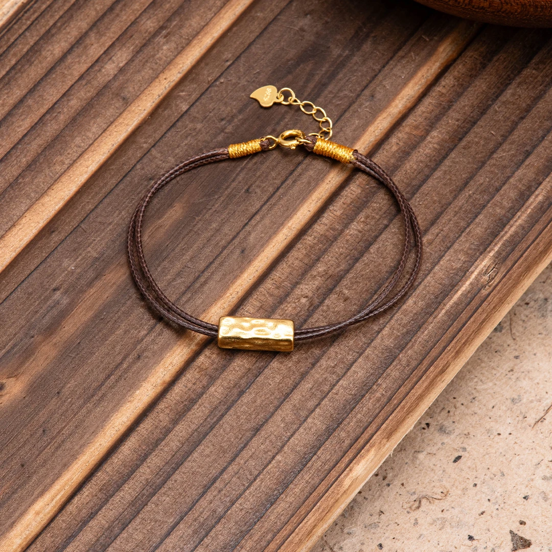 925银手链 S925银镀金“来米四方”手链时尚百搭简约情侣可调节