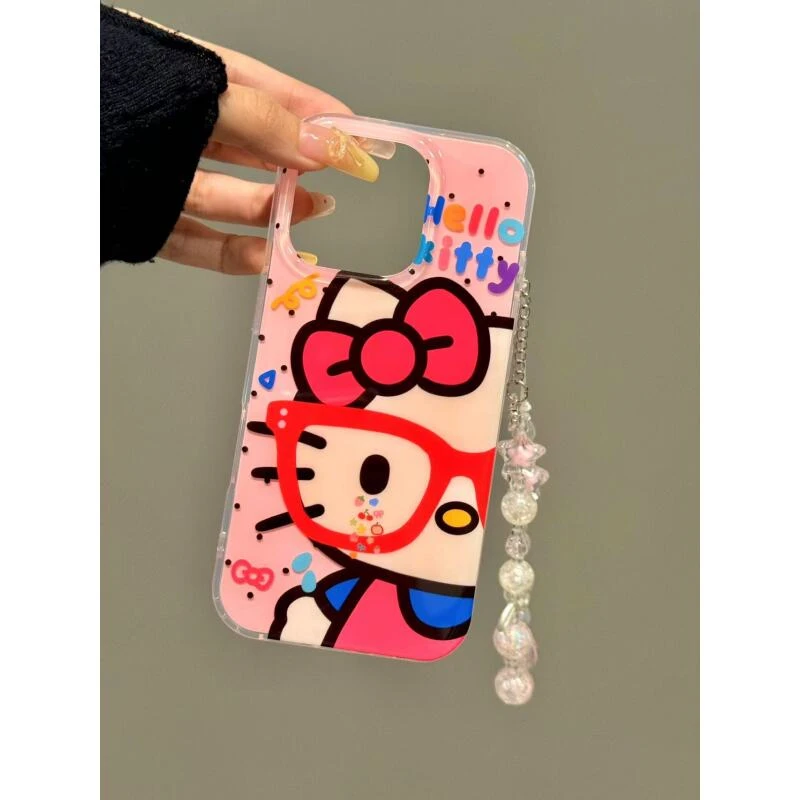 卡通红色眼镜框可爱猫咪水果眼泪适用iphone16promax苹果15手机壳