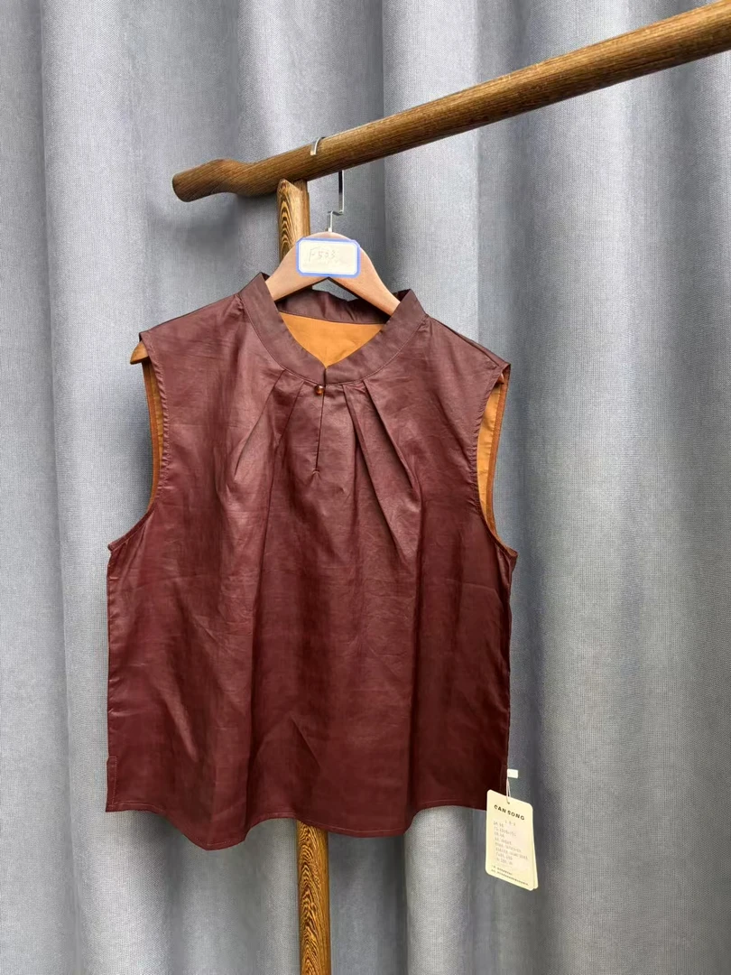 (瑕疵）2025夏季新款简约休闲百搭桑蚕丝香云纱背心F503