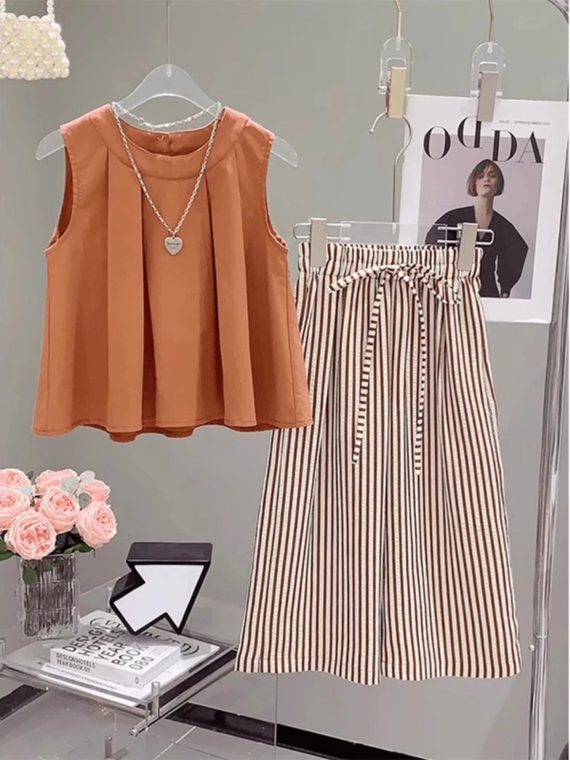 女童夏季套装2025新款大童凉感背心上衣阔腿裤儿童两件套女孩夏装