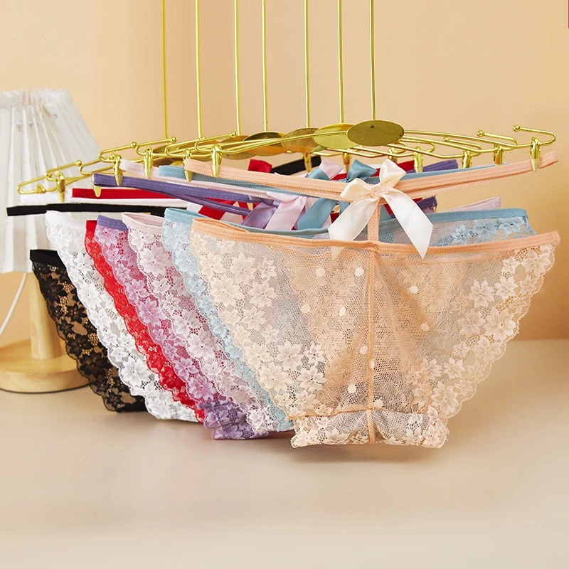 时尚轻奢裸感低腰性感诱惑细带镂空蝴蝶结透气夏季薄女士三角裤头