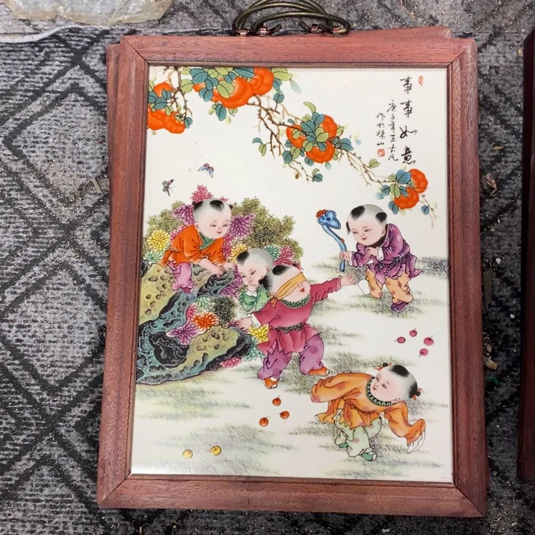 瓷片37*28 景德镇瓷板画柴窑烧制