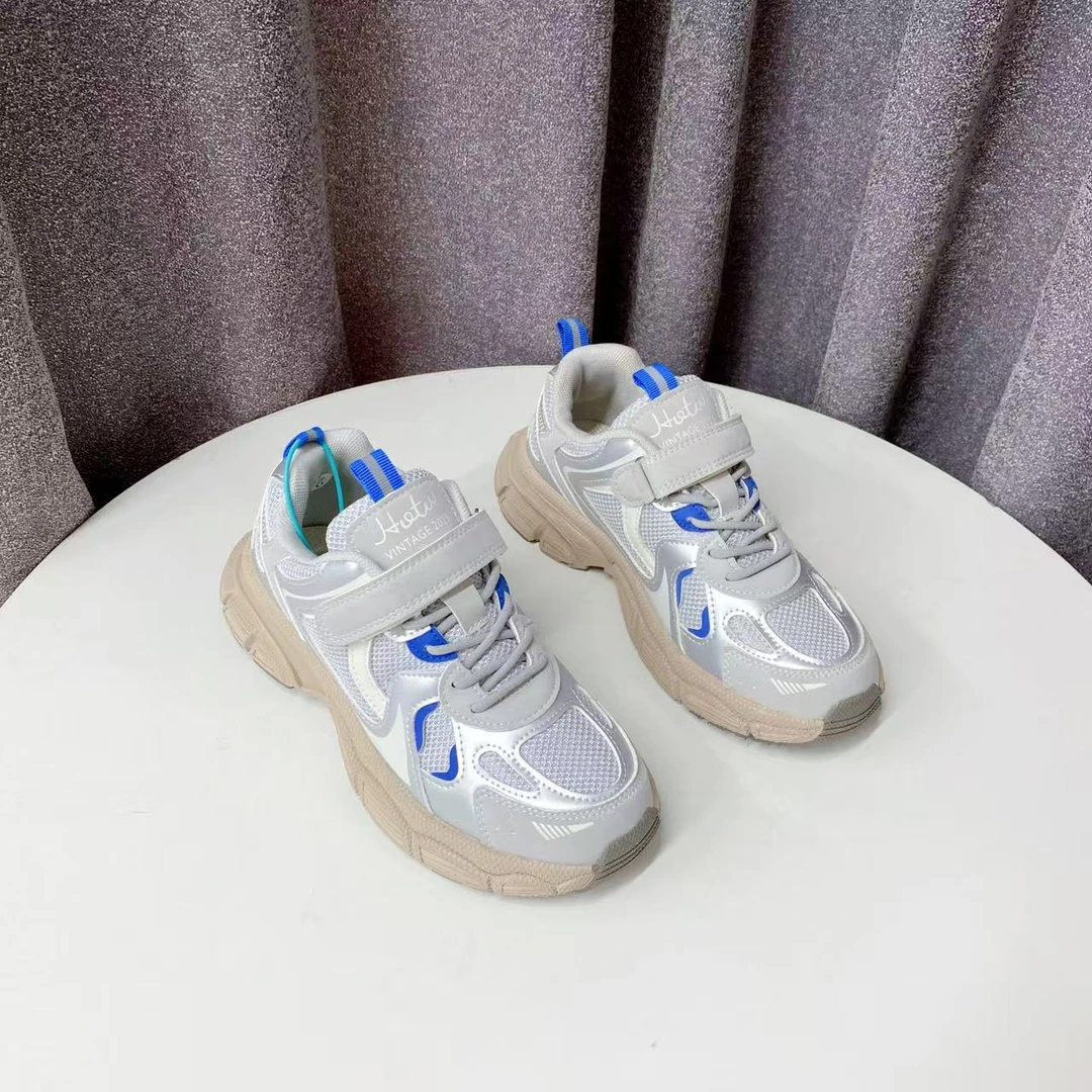 C9183 银灰色   时尚儿童舒适系带休闲鞋