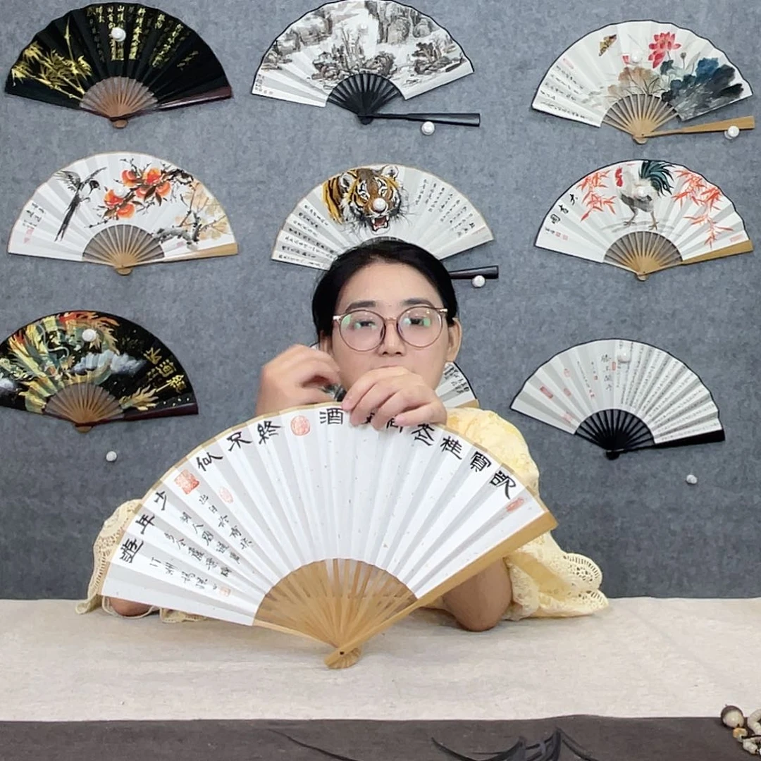 国画8寸水磨玉竹-纯手绘-文玩扇骨（默认粘好）欲买桂花